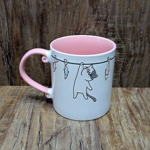 Cute Cat Mug with Pink Handle